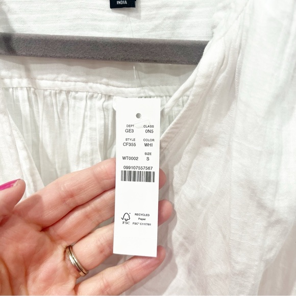 J. Crew Dress Women's Small White Airy Gauze Tunic Maxi Dress Unlined Cover-up - Picture 6 of 8